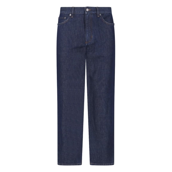 Zegna Blue Mid-Rise Cotton-Linen Straight Leg Jeans (Men's)