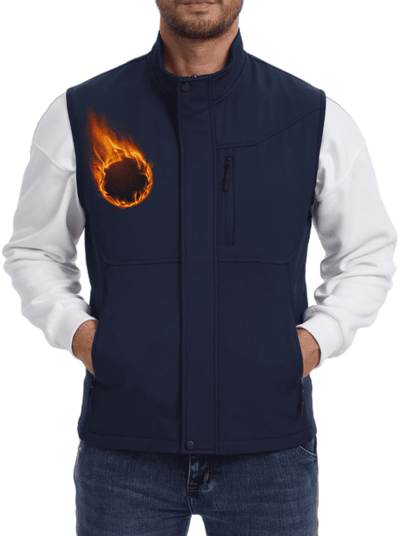 Men's Utility Hiking Sweater Vest Waterproof Softshell Outdoor Fleece Lined Zip Up windproof vest Navy XL