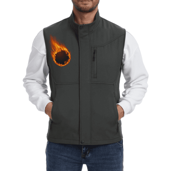 Zehisen Men's Utility Hiking Sweater Vest Waterproof Softshell Outdoor Fleece Lined Zip Up windproof vest Gray 2XL