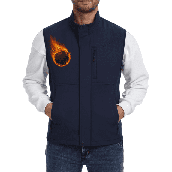 Zehisen Men's Utility Hiking Sweater Vest Waterproof Softshell Outdoor Fleece Lined Zip Up windproof vest Navy M