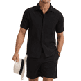 thumbnail image 1 of Zehisen Mens Summer Outfits 2 Piece Beach Shirt Shorts Set Coconut Button Casual Vacation Summer Set Black L, 1 of 7