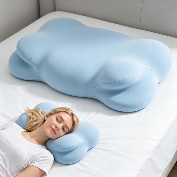 Zehiseta Cloud Pillow for Sleeping, Dual Height Ergonomic Cervical Memory Foam Bed Pillow