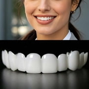 Zehiseta Comfort Fit SnapOn False Teeth Covers, Reusable Adjustable Upper Lower Temporary Dental Kit, 2 Pairs for Daily & Portrait Use,White