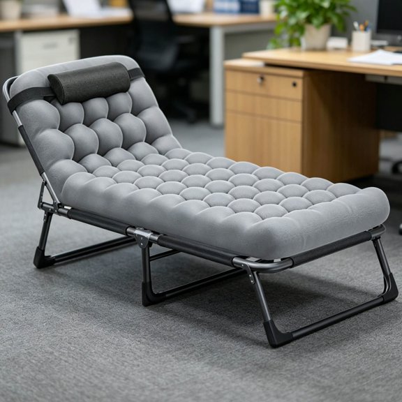 Zehiseta Indoor Portable Folding Nap Cot Adjustable Recline Soft Padded Mat Lounge Chair for Office Nap