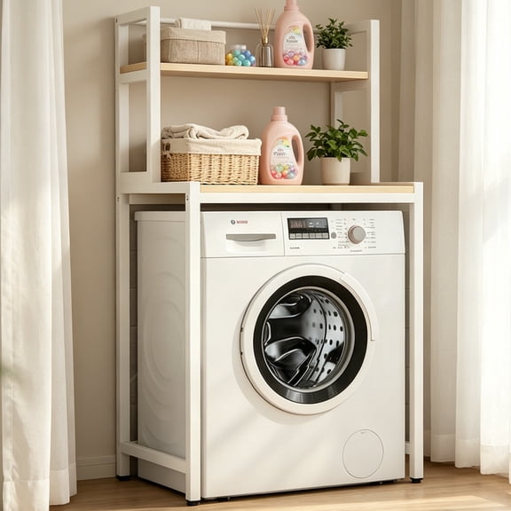 Zehiseta Laundry Room Storage Shelf Over Washing Machine Floor Mount Multilayer Storage Rack White