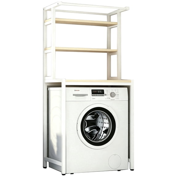 Zehiseta Washing Machine over Storage Shelf 3 Tier Open Storage Space Saving Organizer for Laundry and Bathroom White 69.48in