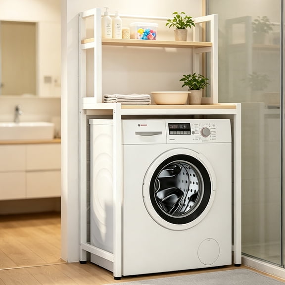 Zehiseta Washing Machine Storage Rack Multi Layer Metal Frame Space Saving Laundry Organizer White