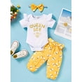 thumbnail image 1 of Zehjuhan Cute Bee Graphic Print Short Sleeve Onesie & Pants & Headband Baby Girls 3pcs Set, 1 of 6