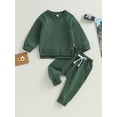 thumbnail image 1 of Zehjuhan Infant Baby Boy Solid Color Sweatshirt Top+Casual Pants Set 2PCS Fall Winter Outfits, 1 of 5