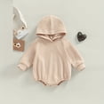 thumbnail image 1 of Zehjuhan Toddler Baby Boy Girl Solid Color Long Sleeve Hooded Sweatshirt Romper Snap Bottom Fall Winter Clothes Beige，0-3M, 1 of 6