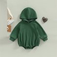thumbnail image 1 of Zehjuhan Toddler Baby Boy Girl Solid Color Long Sleeve Hooded Sweatshirt Romper Snap Bottom Fall Winter Clothes Green，9-12M, 1 of 5