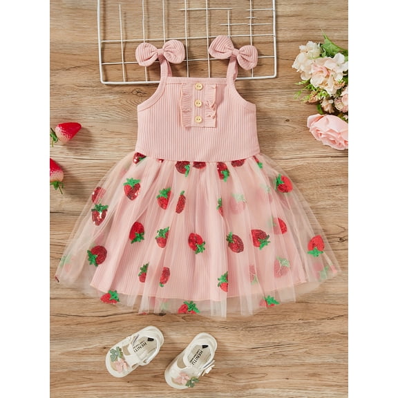 Zehjuhan Toddler Baby Girl Dress Sleeveless Strap Knit Dress Daisy Tutu Dresses Princess Sundress