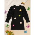 thumbnail image 1 of Zehjuhan Toddler Baby Girl Dresses Kids Long Sleeve Floral Print Knit Fall Winter Dress for 2-7Y, 1 of 5