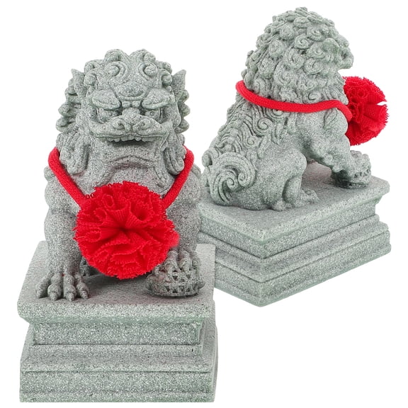 Hytrove Chinese Sandstone Lion Ornaments Wealth Symbol Art Lovers Home Decor 1 Pair