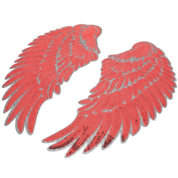 Zehuanyu 1 Pair of Wing Embroidery Sequins Patches Cloth Paste Garment Sewing DIY Accessories (Red)