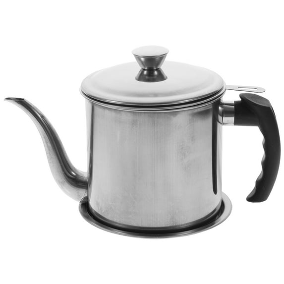 Zehuanyu 1 Set Grease Container with Strainer Stainless Steel Oil Storage Can Easy Grip Handle Oil Pot