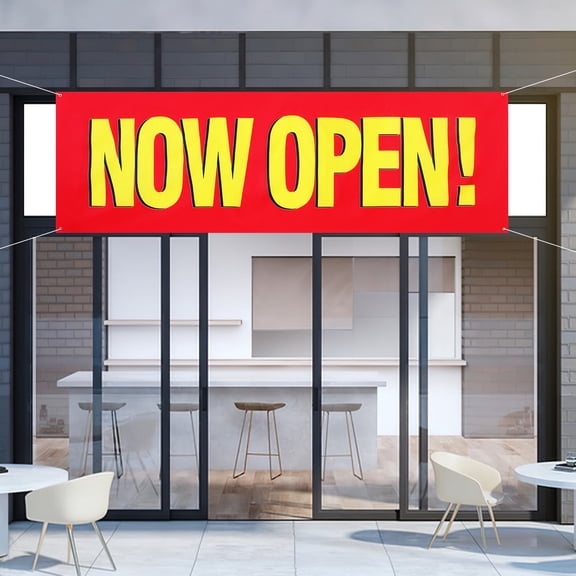 ORDDIART Red Polyester Grand Opening Banner for Store Use with Attention-Grabbing Design