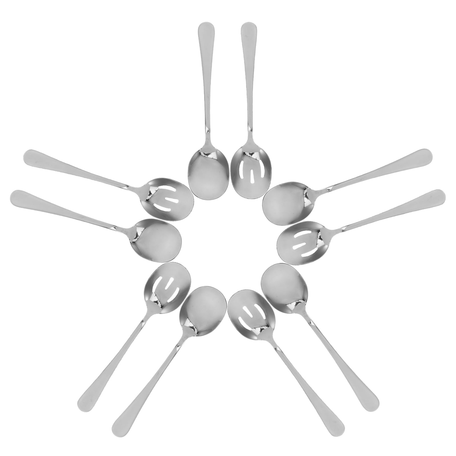 1 Set Stainless Steel Serving Utensils with Spoons and Slotted Spoons for Parties Dinners Restaurants and Banquets