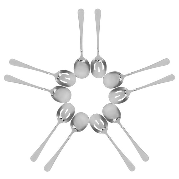 1 Set Stainless Steel Serving Utensils with Spoons and Slotted Spoons for Parties Dinners Restaurants and Banquets