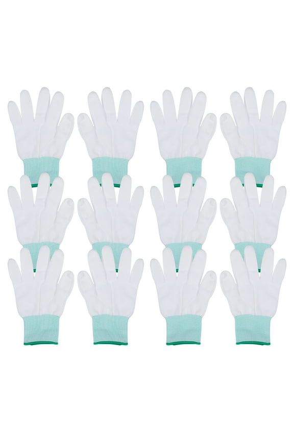 Nylon Anti-Static Work Gloves for Men and Women, Garden and Labor , Green, 10 Pairs