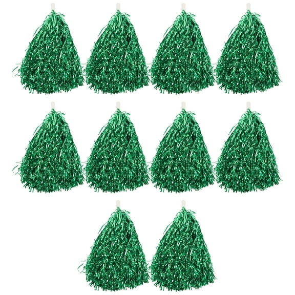 Zehuanyu 10 Pcs/5 Pairs 25g Plastic Cheering Balls Squad Spirited Fun Cheerleading Kit Cheer Poms Cheerleaders Supples with Handle for Competition Cheering Sports Events (Green)