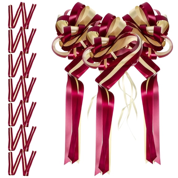 COOPHYA 10Pcs Dark Red Pull Bow Beautiful Wedding Car Ribbon Decoration Wrap Bow