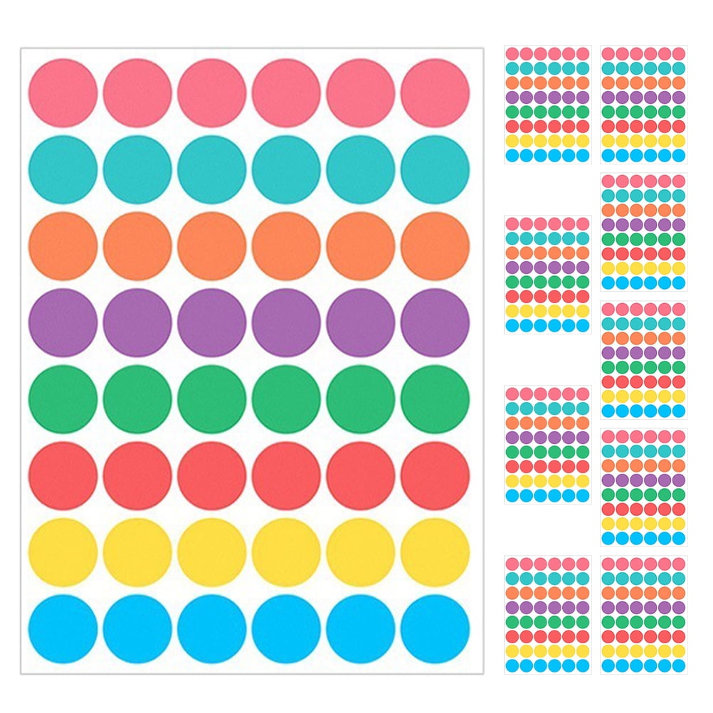10 Sheets Adhesive Stickers Round Classifying Dot Decals Printer Label ...