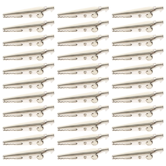 EXHUMKY 100Pcs Metal Alligator Clips Silver Iron Clamps with Sturdy Smooth Jaw for DIY Use