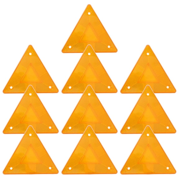Zehuanyu 10pcs Punching Triangle Reflectors for Vehicle Roadside Safety Triangles Car Reflection Sign Road Warning Sign Car Reflectors for Trailers Trucks