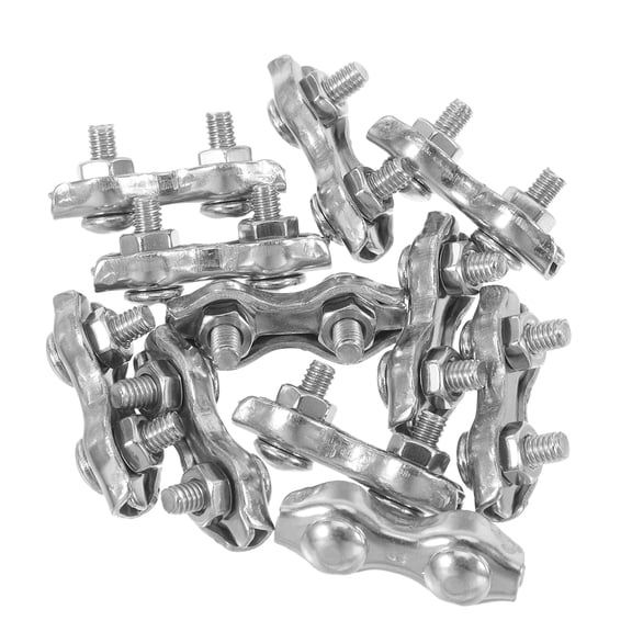 Zehuanyu 12 Pcs Gear Stainless Steel Wire Rope Clamp 3.00X1.50X1.20CM Silver