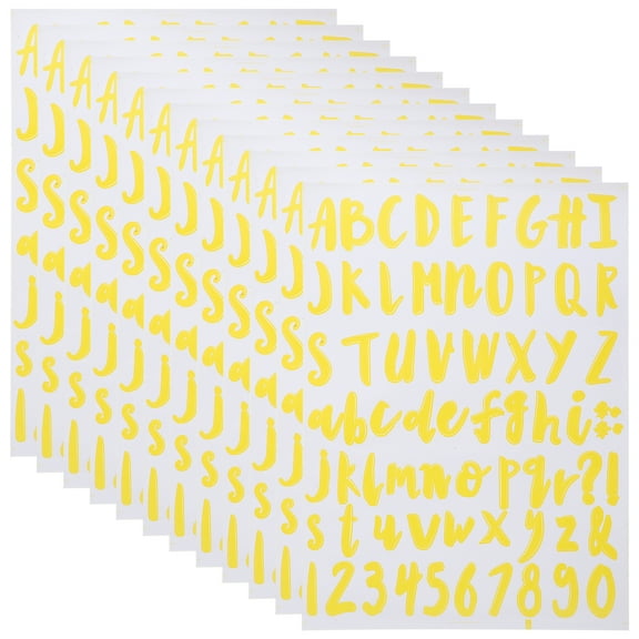 Zehuanyu 12 Sheets Alphanumeric Stickers Adhesive Nail Number Yellow