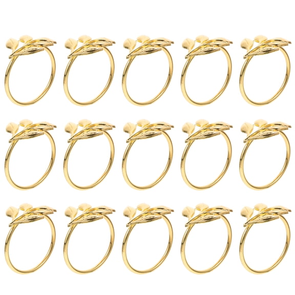 Zehuanyu  15 Pcs Adjustable Napkin Circle Leaf Rings Golden Creative Bride