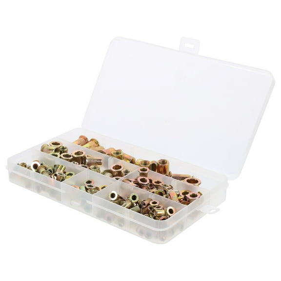 Zehuanyu 165pcs Assorted Rivet Nuts Practical Flat Head Threaded Assortment kit (Golden)