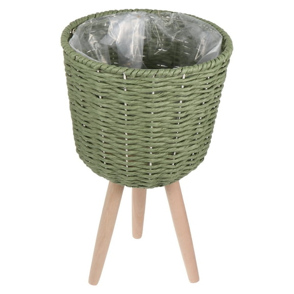 Zehuanyu 1Pc Floor Type Flowerpot Wooden Rattan Woven Flowerpot Corner Plant Container
