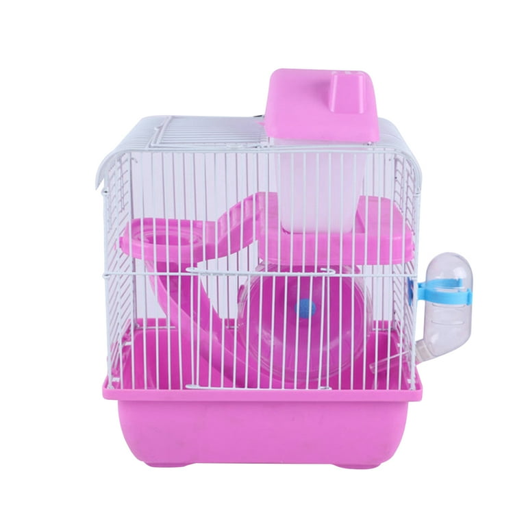 Zehuanyu 1pc Double Layer Hamster Cage Pet House Acrylic Portable Small Pets House Chinchilla Hamster House Light Pink