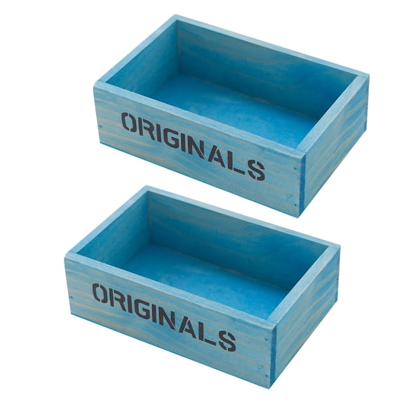 RENACLIPY 2Pcs Sky Blue Wooden Garden Planter Wood Storage Box for Sundries and Succulent Plants