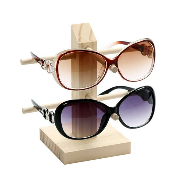 RENACLIPY Durable Khaki Wood Glasses Frame Display for Office Use Fine Crafted Shelf 2Pcs