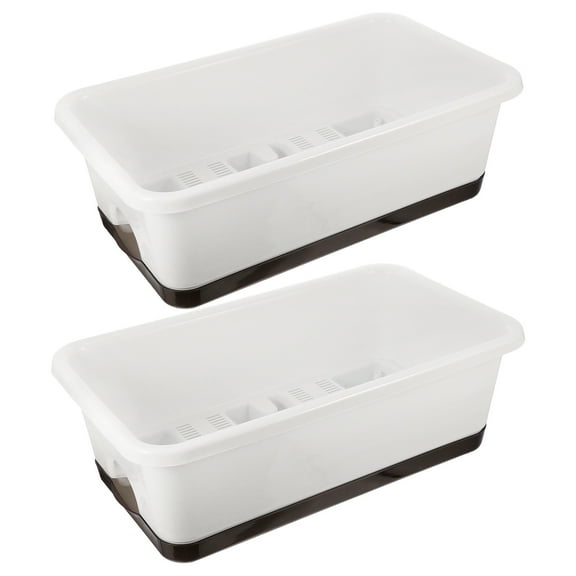 DEEPCRAFF Drainage Holes Planter Box White 2Pcs 17.7X10.2X5.9In