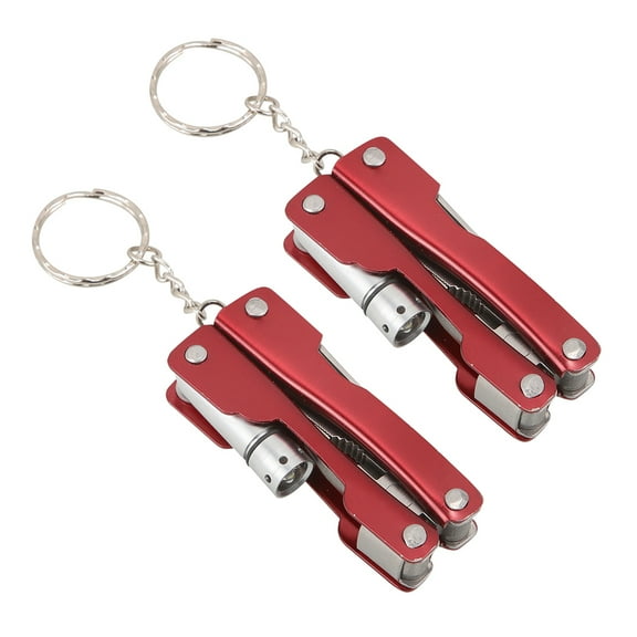 HEMOTON Compact Multi Tool with LED Flashlight for Home Use Made of Durable Stainless Steel Red Color Fits in Pocket 2pcs