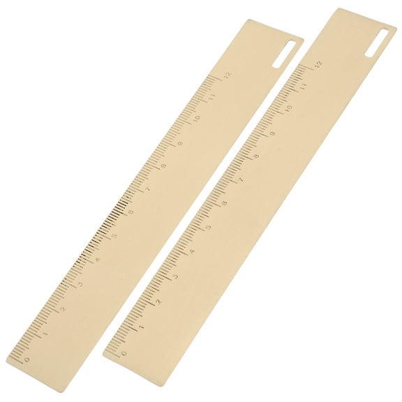 SOPOTUTU 2Pcs Lightweight Golden Metal Rulers for Measuring and Bookmark Use in Classroom and Home