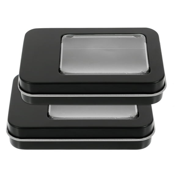 Zehuanyu 2 Pcs Tin Box Cube Bead Storage Boxes with Compartments Black