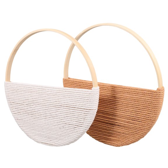 RENACLIPY 2Pcs Rustic Cotton Rope Wall Art Light Brown Bamboo Wall Panel