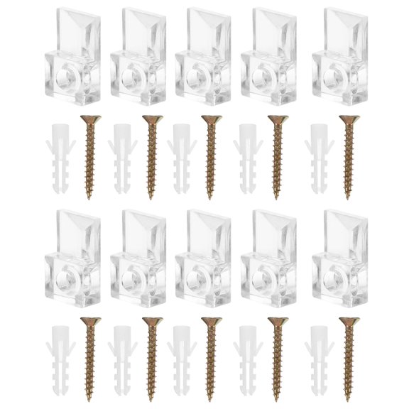 HEMOTON Glass Clamps for Home Use Durable Plastic Assorted Color 20 Pieces Furniture Glass Brackets with Screws