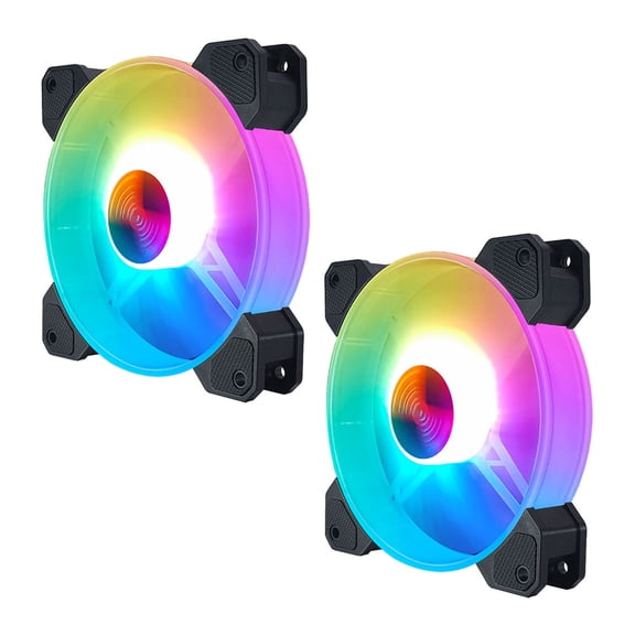 RENACLIPY Rgb Lighting Fan Mute ABS Black for Computer Use Durable and Stylish 2Pcs