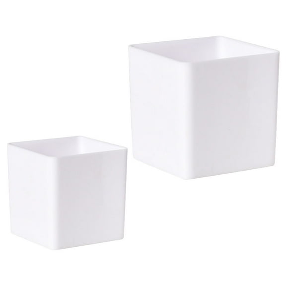 Zehuanyu 2pcs White Plastic Plant Pots Planter Boxes For Indoor Plants Succulents And Orchids Nursery Pots For Garden Succulents White