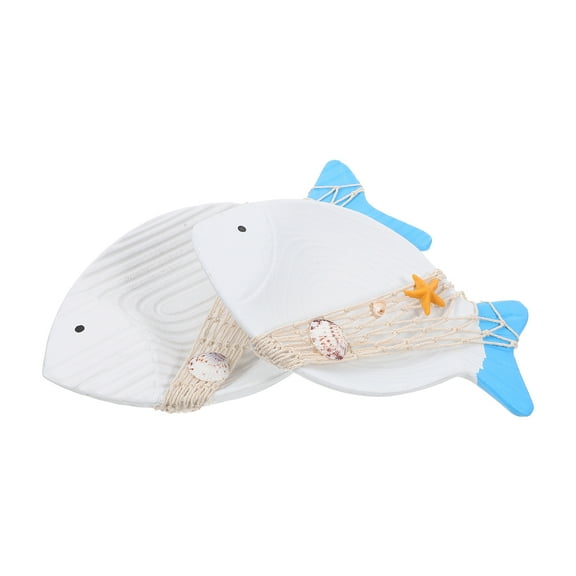 Zehuanyu 2pcs Wooden Fish Hanging Ornament Wall Fish Decoration Ocean Themed Wall Ornament