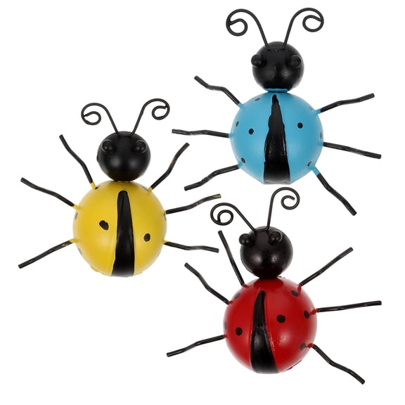 Zehuanyu  3 Pcs Backyard Ladybug Decoration Bugs Live Garden Ladybugs Small Sculpture Child