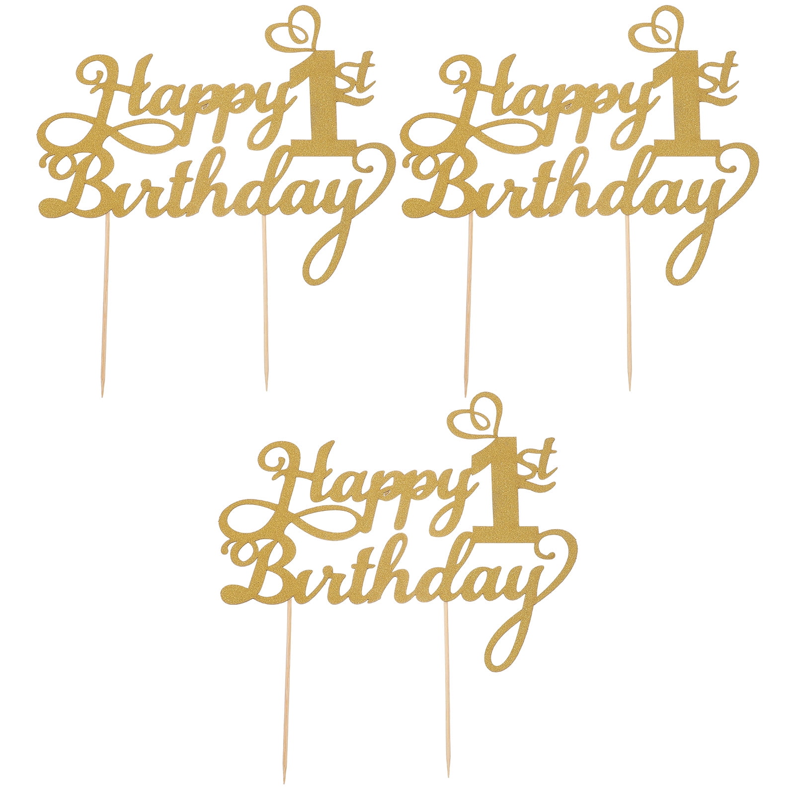 Zehuanyu 3 Pcs Happy 40th Birthday Cake Topper Gold Cupcake Toppers Fondant for