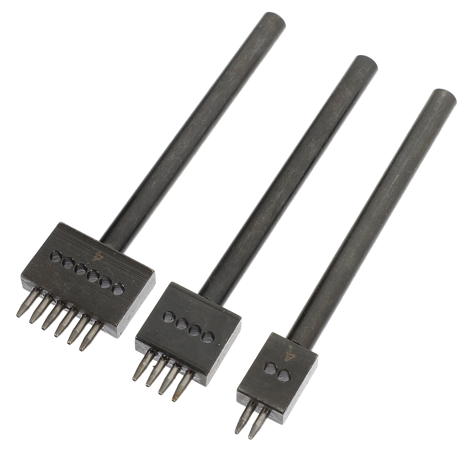 3-Piece High-Carbon Steel Center Punch Set - 1/4", 3/8", 1/2" Tips, 10cm Length, Black Finish