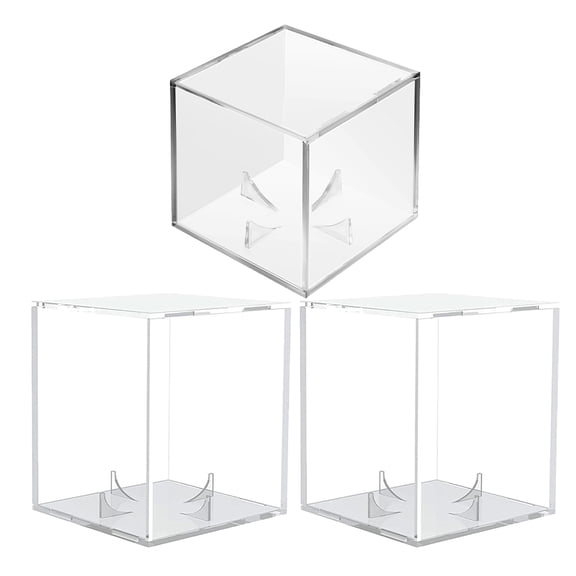 Zehuanyu 3pcs Baseball Display Case Acrylic Square Baseball Holder Clear Cube Memorabilia Ball Display Cases Softball Display Box